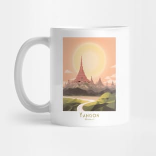 Vintage Yangon Sunset - Myanmar Travel Art Mug